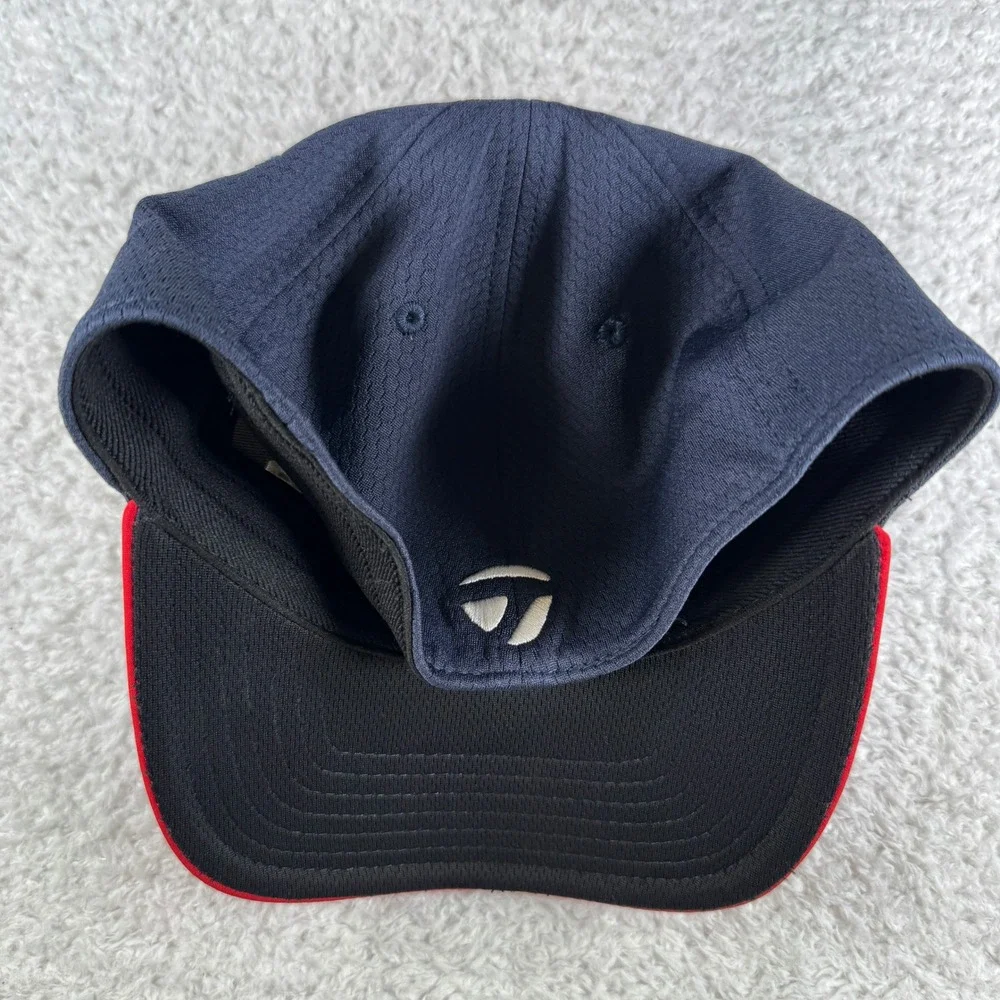Taylormade Fitted Hat Cap Red Navy Blue Small / Medium Stretch Used Golf